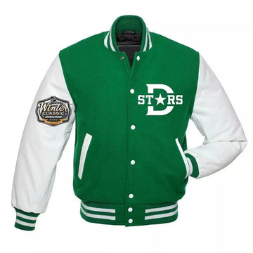 Letterman Dallas Stars Green and White Varsity Jacket - NHL