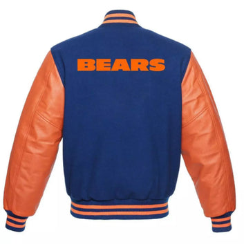 Chicago Bears Letterman Varsity Jacket Wool with Genuine Leather Sleeves - NFL