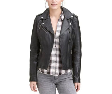 Leather Jacket Women Biker Motorcycle Women Soft Real Black