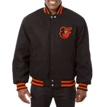 Men Baltimore Orioles Inspired Fan Varsity Baseball Letterman Bomber Jacket black - MLB
