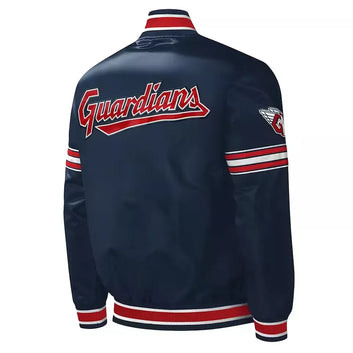 Letterman Cleveland Guardians Navy color Satin Varsity Jacket-MLB