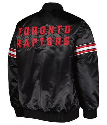 Toronto Raptors Black Satin Letterman Bomber Varsity Jacket - NBA