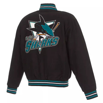 Letterman San Jose Sharks Black-All Wool Varsity Jacket - NHL