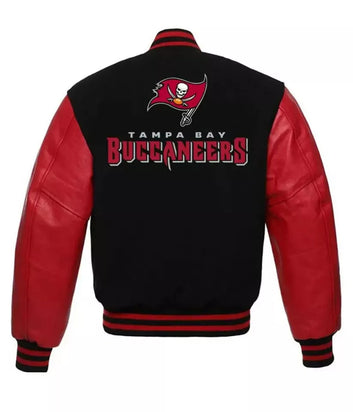 Letterman Tampa Bay Buccaneers Black and Red Varsity Jacket - NFL
