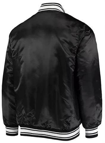 New York Jets Black Satin Varsity Jacket full-snap With Embroidery logos - NFL