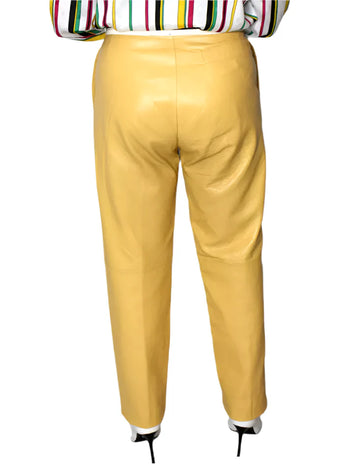 Women Leather Pants Yellow SOFT Lambskin Vintage