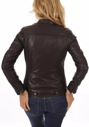 Leather Jacket Women Biker Motorcycle Women Soft Real Black