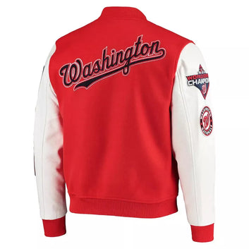 Letterman Washington Nationals Red and White Varsity Jacket - MLB