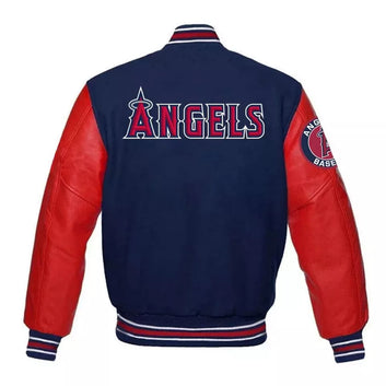 Men Letterman Los Angeles angels Blue and Red Varsity Jacket - MLB
