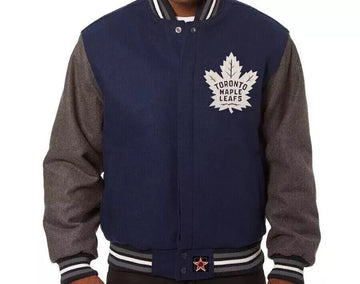 Toronto Maple Leafs Varsity Jacket Embroidered Wool – Navy & Gray