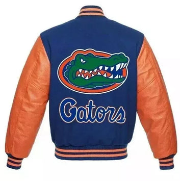 Florida Gators Orange & Blue Kids Letterman Varsity Jacket Wool & Leather Sleeves