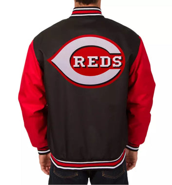 Men Letterman Cincinnati Black & Red Varsity Jacket - MLB