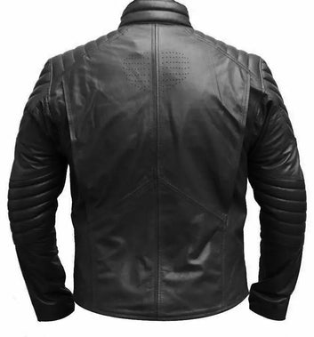 Superman Smallville Man of Steel Shield Genuine Leather Men Black Leather Jacket