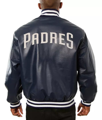 Men San Diego Padres Navy Letterman Varsity Jacket Genuine Sheep Leather - MLB