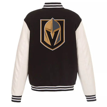 Letterman Vegas Golden Knights Varsity Black and White Jacket - NHL