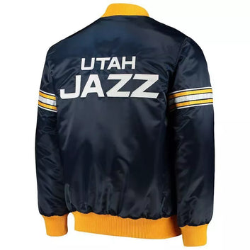 Utah Jazz Navy Blue Satin Letterman Varsity Jacket - NBA