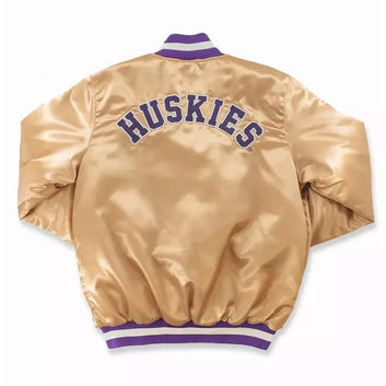 Kids Washington Huskies Golden Satin Varsity Bomber Jacket