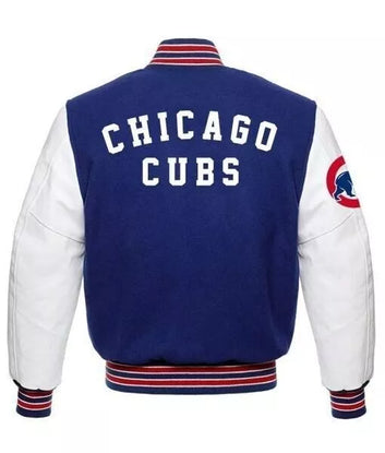 Men Letterman Chicago Cubs Varsity Jacket Blue and White - MLB
