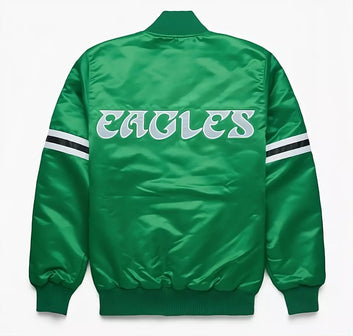 Men Classic Philadelphia Eagles 80s Green Satin Varsity Jacket Embroidery logos - NFL