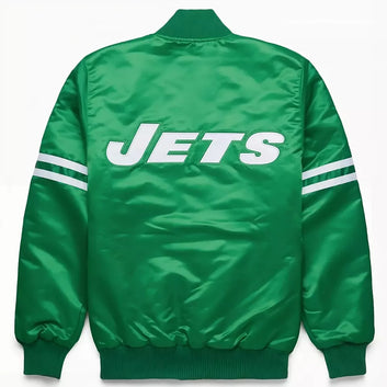 New York Jets Green Satin Bomber Kids Letterman Varsity Jacket - NFL