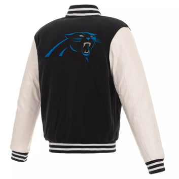 Letterman Carolina Panthers Black and White Varsity Jacket - NFL