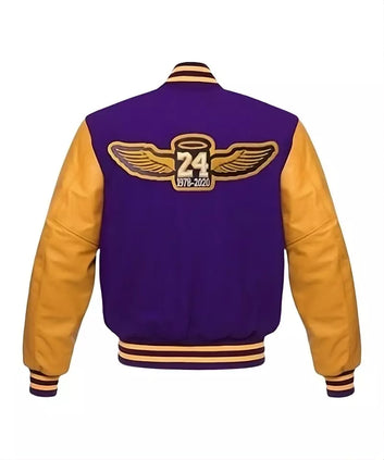 Men Los Angeles Lakers Letterman Varsity Jacket With Genuine Leather Sleeves - NBA