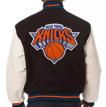 Men Letterman New York Knicks Black And White Varsity Jacket - NBA