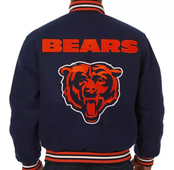 Men Chicago Bears Lettermen Navy Blue Wool Varsity Jacket - NFL