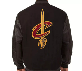 Men Letterman Cleveland Cavaliers Black Varsity Jacket - NBA