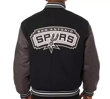Men San Antonio Spurs Black and White Letterman Varsity Jacket - NBA