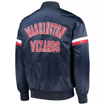 Washington Wizards Navy Blue Satin Letterman Varsity Jacket - NBA