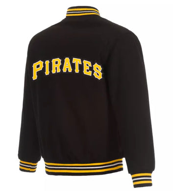 Men Pittsburgh Pirates Black Full Wool Letterman Varsity Jacket - MLB