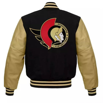 Ottawa Senators Varsity Jacket Letterman Style with Genuine Leather Sleeves - NHL
