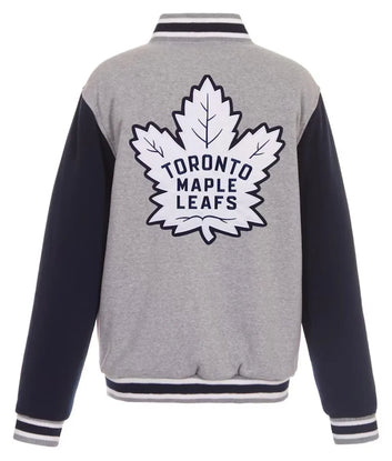Men Toronto Maple Leafs Wool Gray & Navy Varsity Jacket - NHL