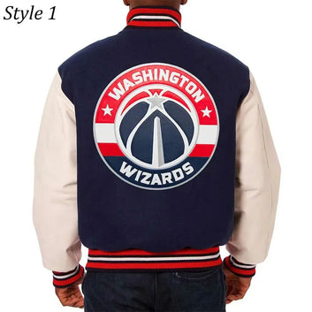 Men Washington Wizards Navy & White Varsity Jacket - NBA