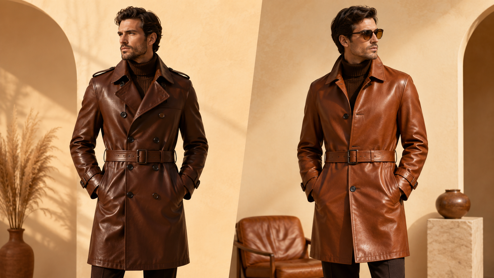 Double-Breasted vs Single-Breasted Leather Trench Coats