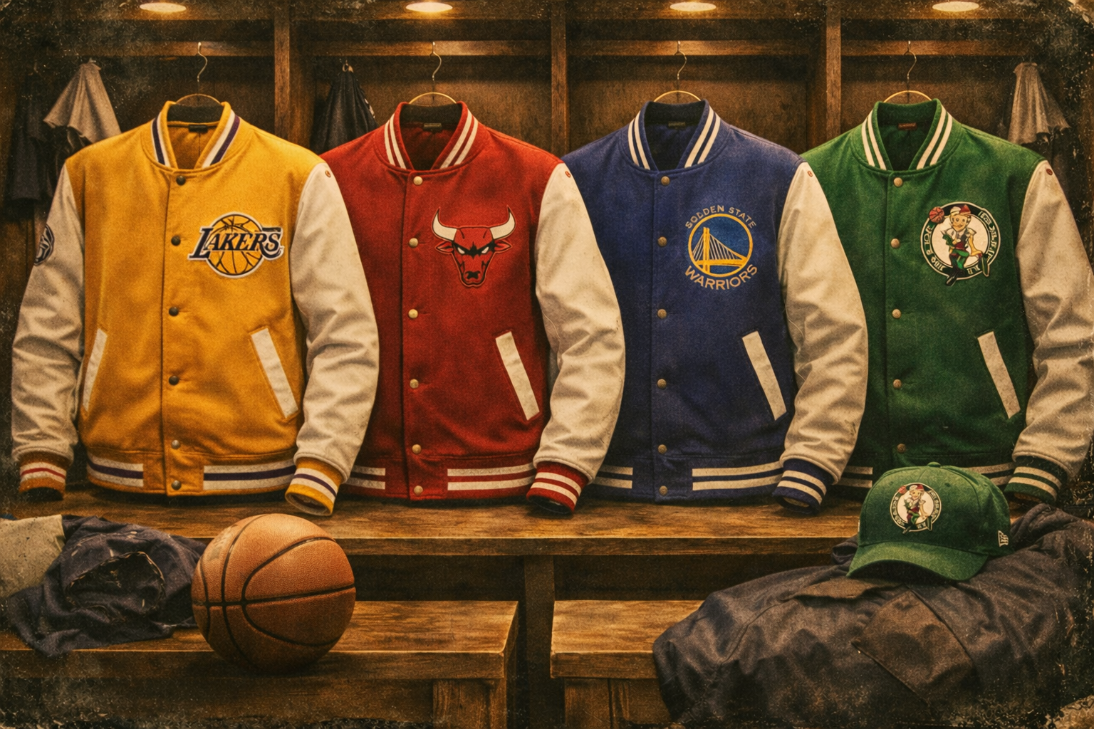 Men’s NBA jackets collection featuring basketball-inspired varsity and letterman styles by Leather Nativ