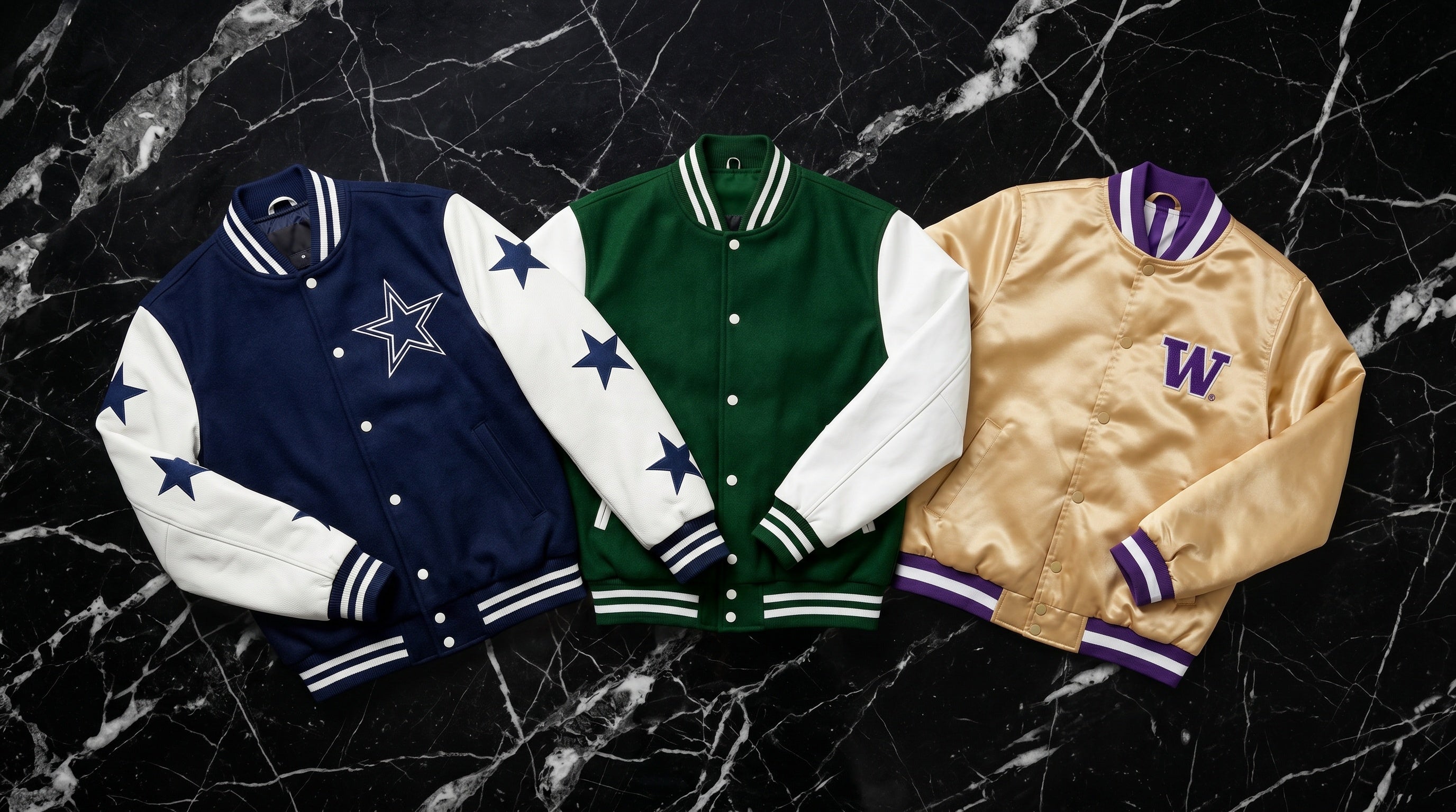 Kids wearing premium varsity jackets from Leather Nativ