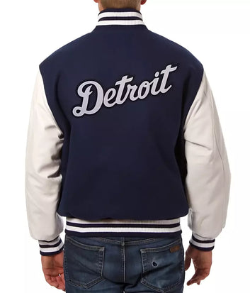 Letterman Detroit Tigers Varsity Jacket with Leather Sleeves - Baseball MLB