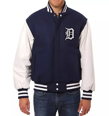 Letterman Detroit Tigers Varsity Jacket with Leather Sleeves - Baseball MLB
