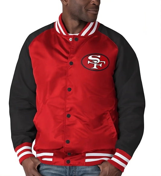 NFL San Francisco 49ers Satin Letterman Varsity Jacket full-snap Embroidery logo