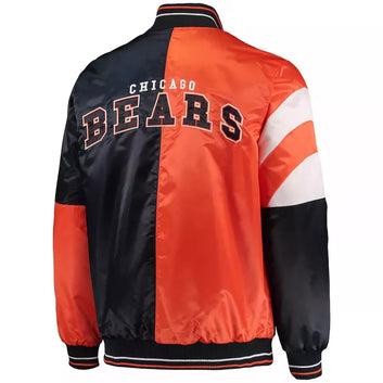 NFL Chicago Bears Orange & Black Satin Letterman Varsity Jacket