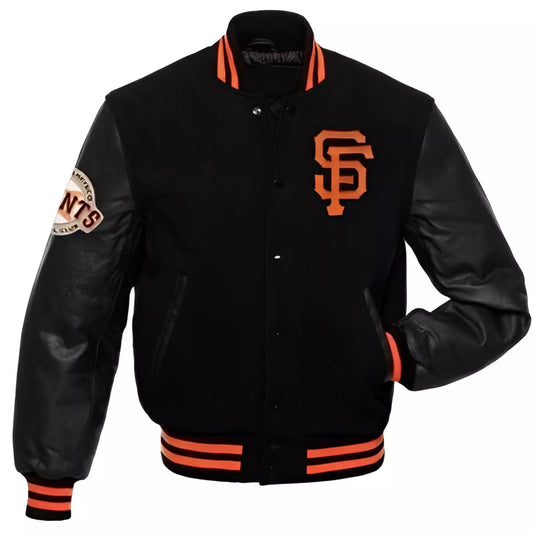 MLB San Francisco Giants Letterman Varsity Jacket – Genuine Leather Sleeves