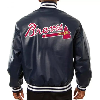 Men Atlanta Braves Letterman Black Varsity Jacket Lambskin leather - MLB