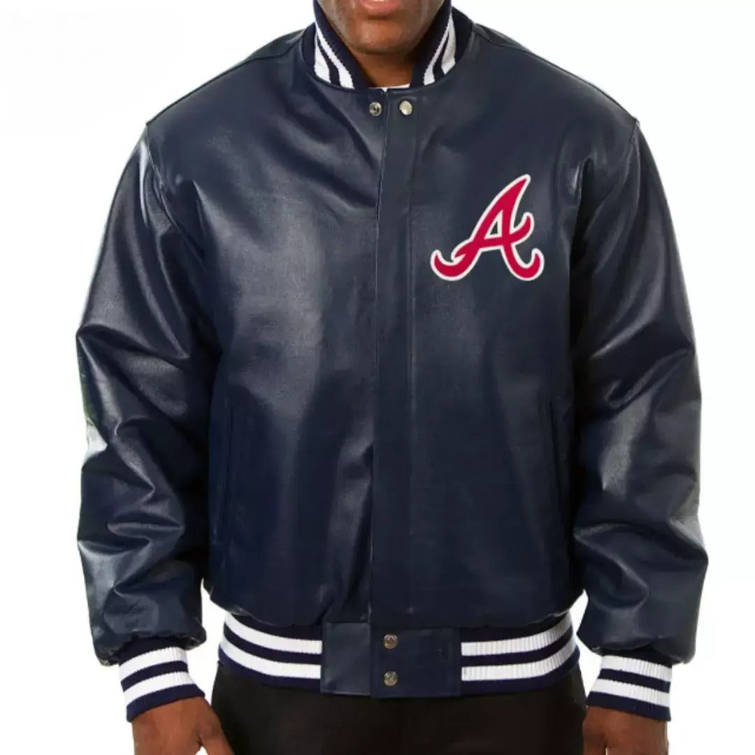 Men Atlanta Braves Letterman Black Varsity Jacket Lambskin leather - MLB