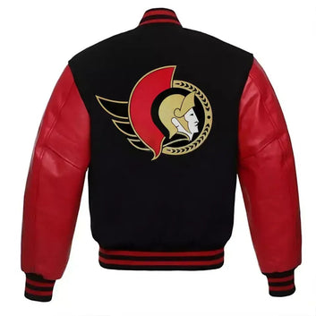 Letterman Ottawa Senators Varsity Jacket With Genuine Leather Sleeves - MLB