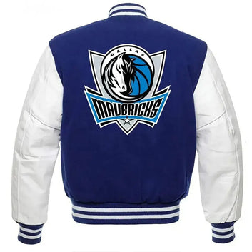 Letterman Dallas Mavericks Blue and White Varsity Jacket - NBA