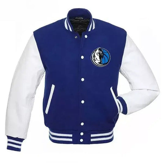 Letterman Dallas Mavericks Blue and White Varsity Jacket - NBA