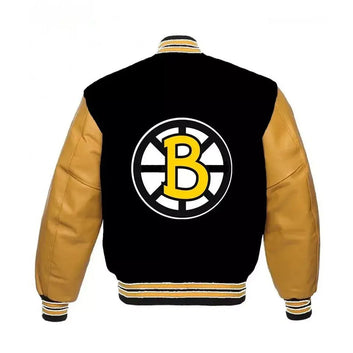 Letterman Boston Bruins Black and Yellow Varsity Jacket - NHL