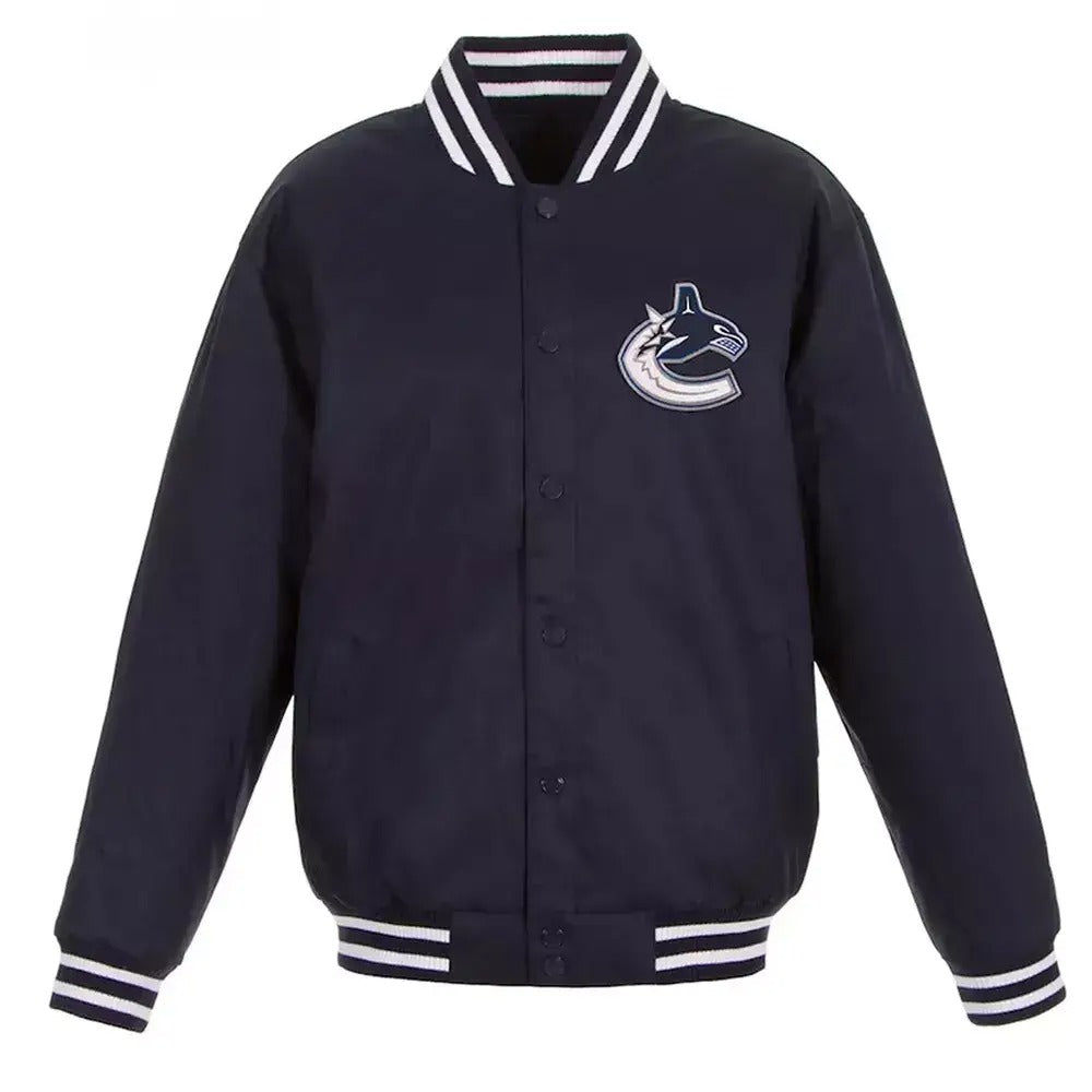 Letterman Vancouver Canucks Navy Blue All Wool Varsity Jacket - NHL